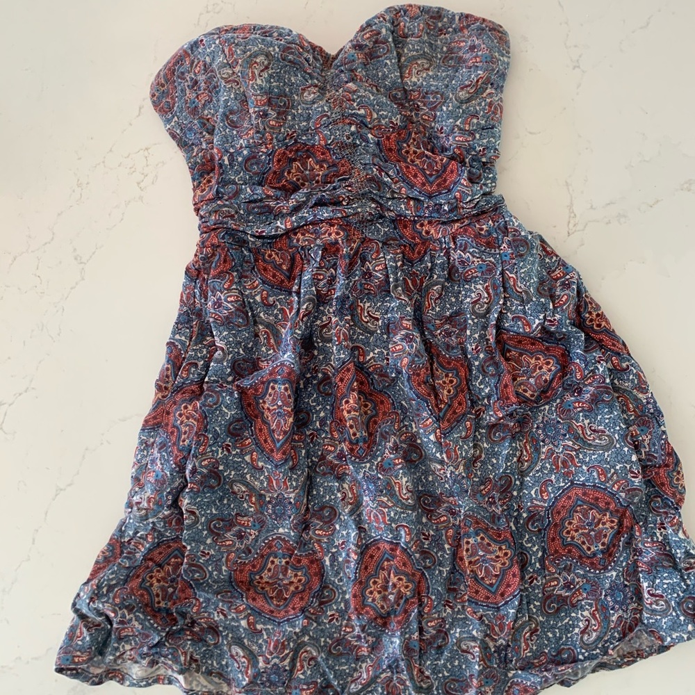 Strapless print dress